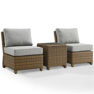 Pemberly Row 3 -Piece Wicker / Rattan Outdoor Chair Set in Gray/Brown