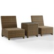 Pemberly Row 3 -Piece Wicker / Rattan Outdoor Chair Set in Sand/Brown