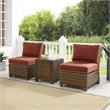 Pemberly Row 3 -Piece Wicker / Rattan Outdoor Chair Set in Red/Brown