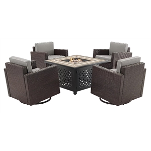 Pemberly Row 5-Piece Wicker / Rattan Conversation Set in Gray/Brown