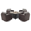 Pemberly Row 5-Piece Wicker / Rattan Conversation Set in Gray/Brown