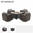 Pemberly Row 5-Piece Wicker / Rattan Conversation Set in Gray/Brown