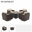 Pemberly Row 5-Piece Wicker / Rattan Conversation Set in Sand/Brown