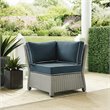 Pemberly Row Wicker Outdoor Sectional Corner Chair in Navy/Gray