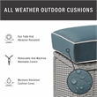 Pemberly Row Wicker Outdoor Sectional Corner Chair in Navy/Gray