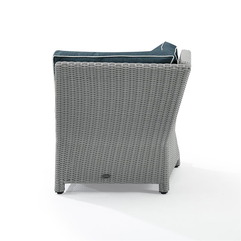 Pemberly Row Wicker Outdoor Sectional Corner Chair in Navy/Gray