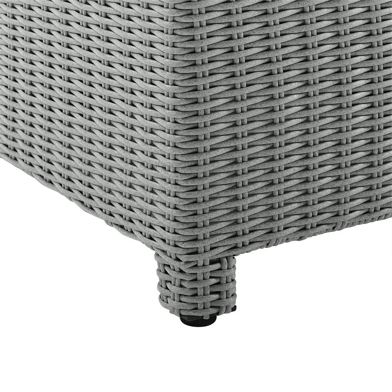 Pemberly Row Wicker Outdoor Sectional Corner Chair in Navy/Gray