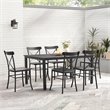 Pemberly Row 7-piece Modern Metal Outdoor Dining Set in Black