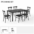 Pemberly Row 7-piece Modern Metal Outdoor Dining Set in Black