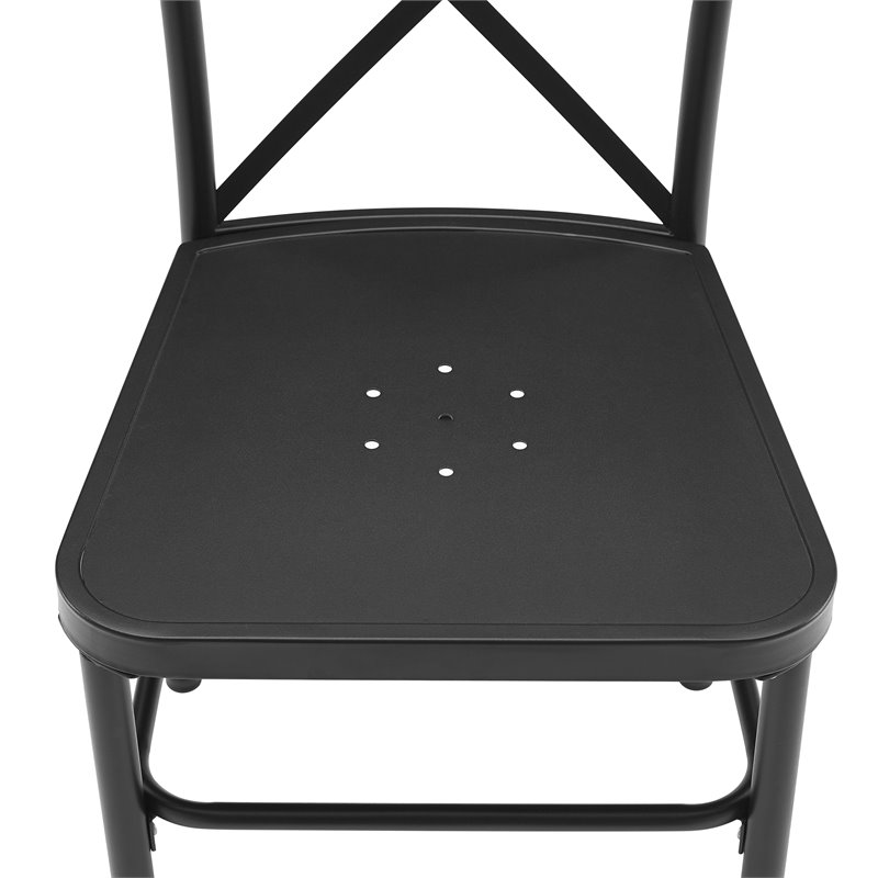 Pemberly Row 7-piece Modern Metal Outdoor Dining Set in Black