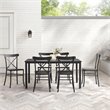 Pemberly Row 7-piece Modern Metal Outdoor Dining Set in Black