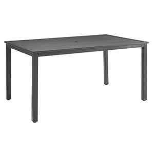 Pemberly Row Modern Metal Outdoor Dining Table in Matte Black