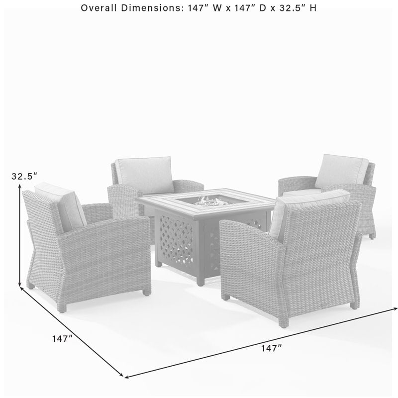 Pemberly Row 5-Piece Metal Conversation Set with Armchairs in Red