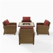 Pemberly Row 5-Piece Metal Conversation Set with Armchairs in Red