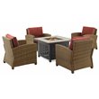 Pemberly Row 5-Piece Metal Conversation Set with Armchairs in Red