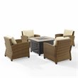 Pemberly Row 5-Piece Metal Conversation Set with Armchairs Sand/Brown