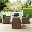 Pemberly Row 5-Piece Metal Patio Conversation Set in Navy/Black