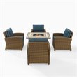 Pemberly Row 5-Piece Metal Patio Conversation Set in Navy/Black