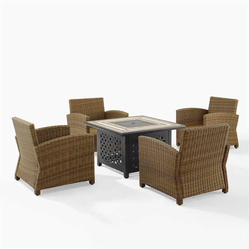 Pemberly Row 5-Piece Metal Patio Conversation Set in Navy/Black