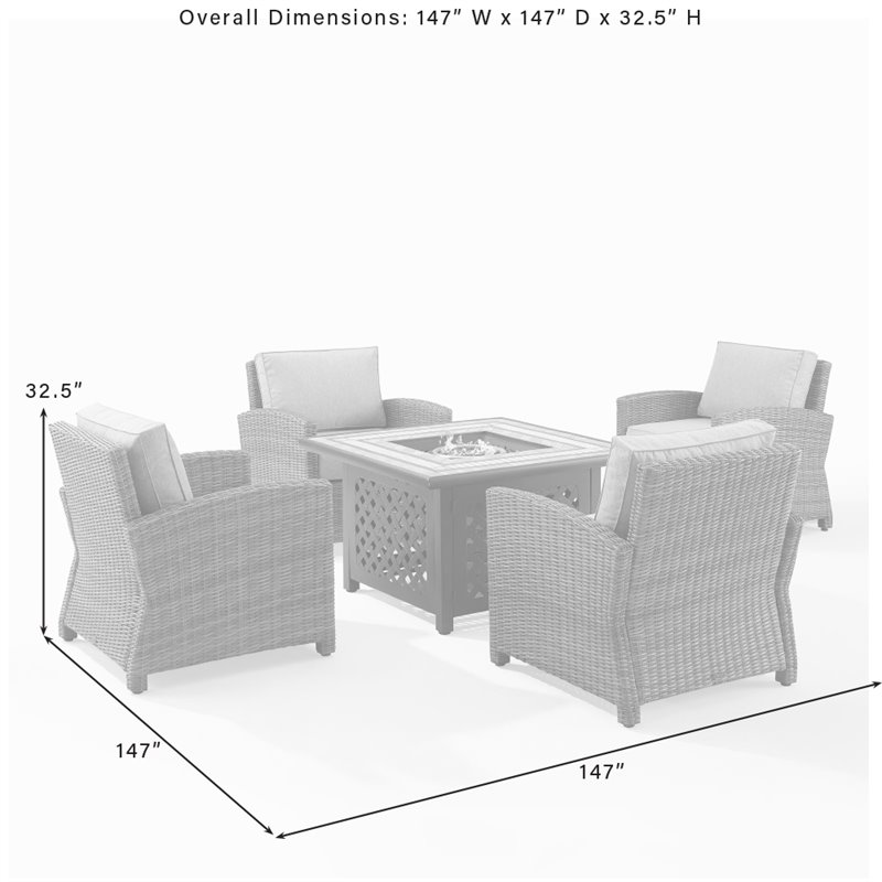 Pemberly Row 5-Piece Metal Patio Conversation Set in Gray/Black