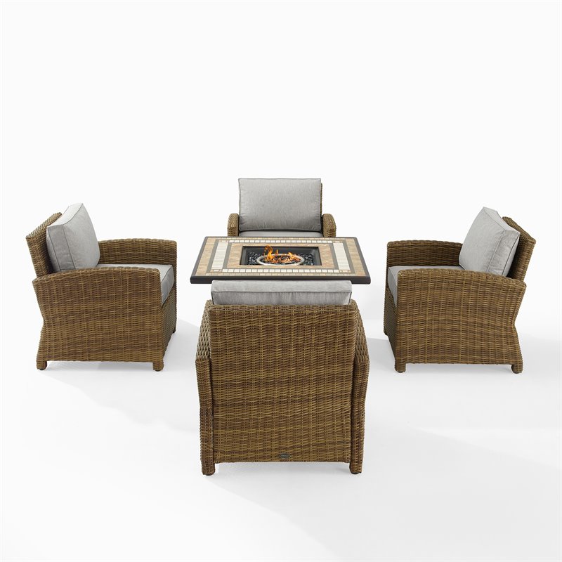 Pemberly Row 5-Piece Metal Patio Conversation Set in Gray/Black