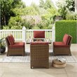 Pemberly Row 5-Piece Wicker / Rattan Patio Conversation Set in Brown