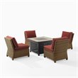 Pemberly Row 5-Piece Wicker / Rattan Patio Conversation Set in Brown