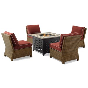 Pemberly Row 5-Piece Wicker / Rattan Patio Conversation Set in Brown