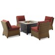 Pemberly Row 5-Piece Wicker / Rattan Patio Conversation Set in Brown