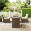 Pemberly Row 5-Piece Wicker / Rattan Patio Conversation Set in Brown