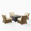 Pemberly Row 5-Piece Wicker / Rattan Patio Conversation Set in Brown