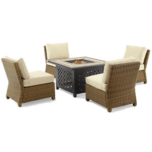 Pemberly Row 5-Piece Wicker / Rattan Patio Conversation Set in Brown