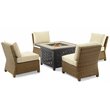 Pemberly Row 5-Piece Wicker / Rattan Patio Conversation Set in Brown