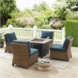 Pemberly Row 5-Piece Fabric Outdoor Conversation Set in Navy/Brown