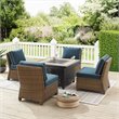 Pemberly Row 5-Piece Fabric Outdoor Conversation Set in Navy/Brown