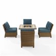 Pemberly Row 5-Piece Fabric Outdoor Conversation Set in Navy/Brown
