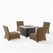 Pemberly Row 5-Piece Fabric Outdoor Conversation Set in Navy/Brown