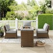 Pemberly Row 5-Piece Fabric Outdoor Conversation Set in Gray/Brown