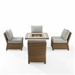 Pemberly Row 5-Piece Fabric Outdoor Conversation Set in Gray/Brown