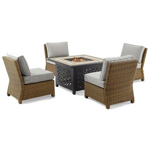 Pemberly Row 5-Piece Fabric Outdoor Conversation Set in Gray/Brown