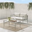 Pemberly Row Modern 2-piece Metal Outdoor Conversation Set in Gray