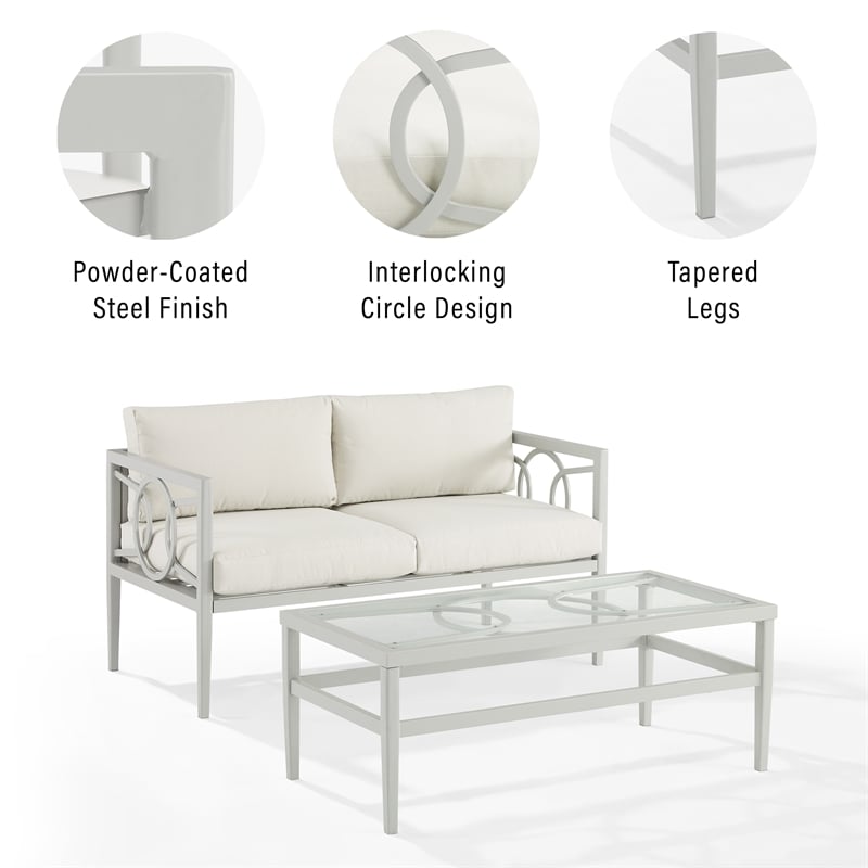 Pemberly Row Modern 2-piece Metal Outdoor Conversation Set in Gray