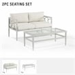 Pemberly Row Modern 2-piece Metal Outdoor Conversation Set in Gray