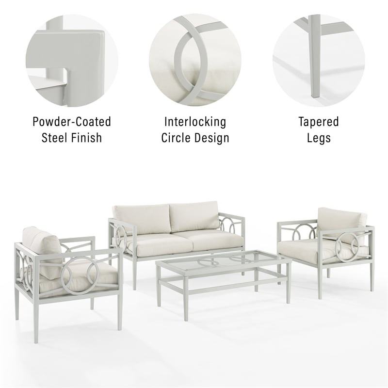 Pemberly Row Modern 2-piece Metal Outdoor Conversation Set in Gray