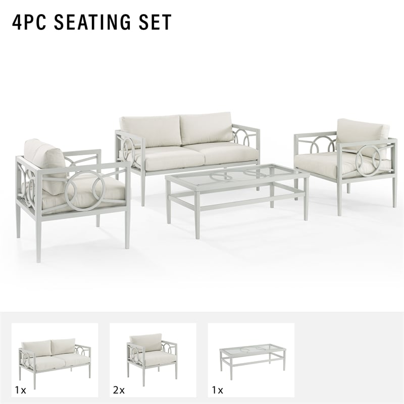 Pemberly Row Modern 2-piece Metal Outdoor Conversation Set in Gray