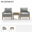 Pemberly Row 3-Piece Modern Wicker / Rattan Outdoor Chair Set in Gray