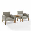 Pemberly Row 3-Piece Modern Wicker / Rattan Outdoor Chair Set in Gray