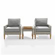 Pemberly Row 3-Piece Modern Wicker / Rattan Outdoor Chair Set in Gray