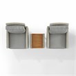 Pemberly Row 3-Piece Modern Wicker / Rattan Outdoor Chair Set in Gray