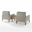 Pemberly Row 3-Piece Modern Wicker / Rattan Outdoor Chair Set in Gray